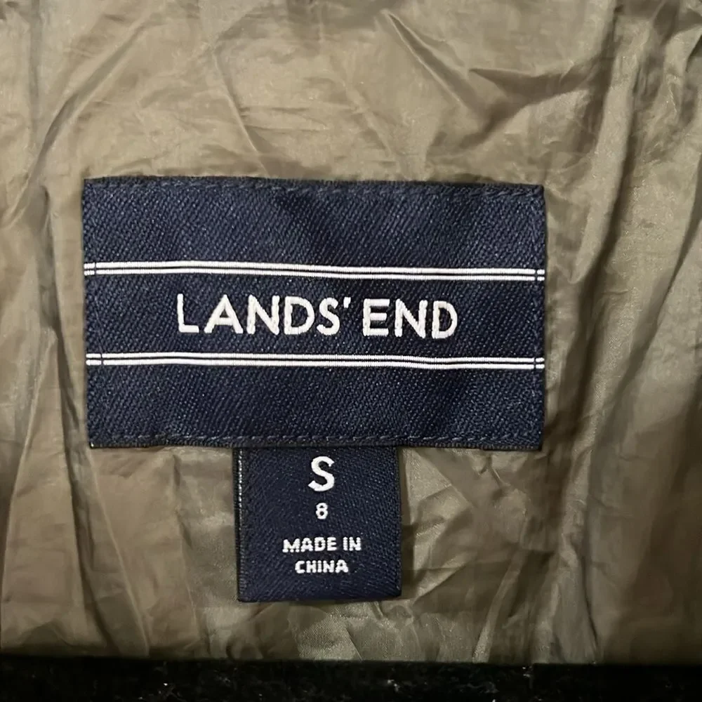 Lands End Kids Olive Green Puffer Winter windbreaker Jacket Youth Small/ 8